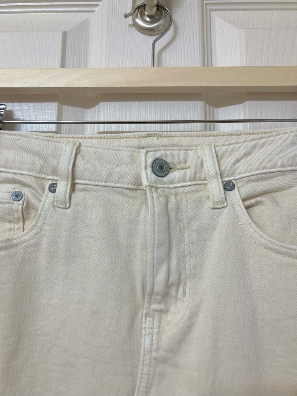 American Eagle Off White Front Slit Low Rise Denim Maxi Skirt 4 Western Cowgirl